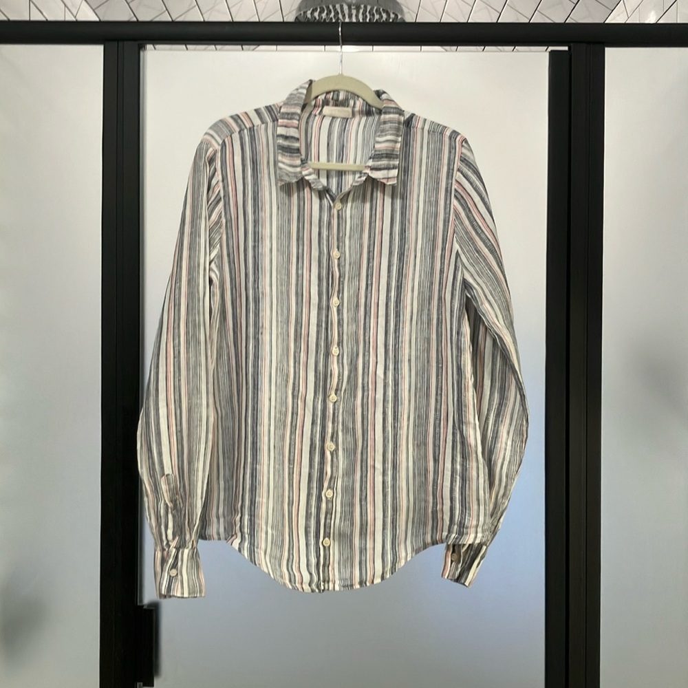 CP SHADE 100% Linen Men’s Button Down Shirt’s-Size Large
